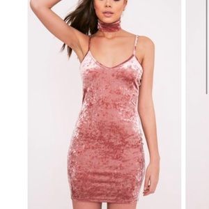 Pink crush velvet dress